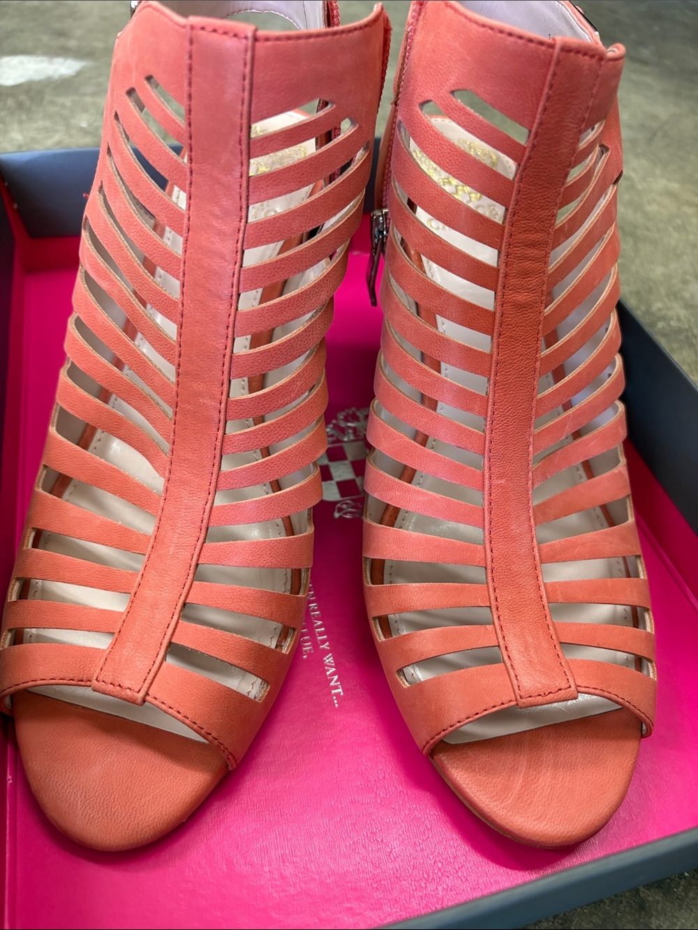 New Vince Camuto Coral Cutout Wedge Sandals